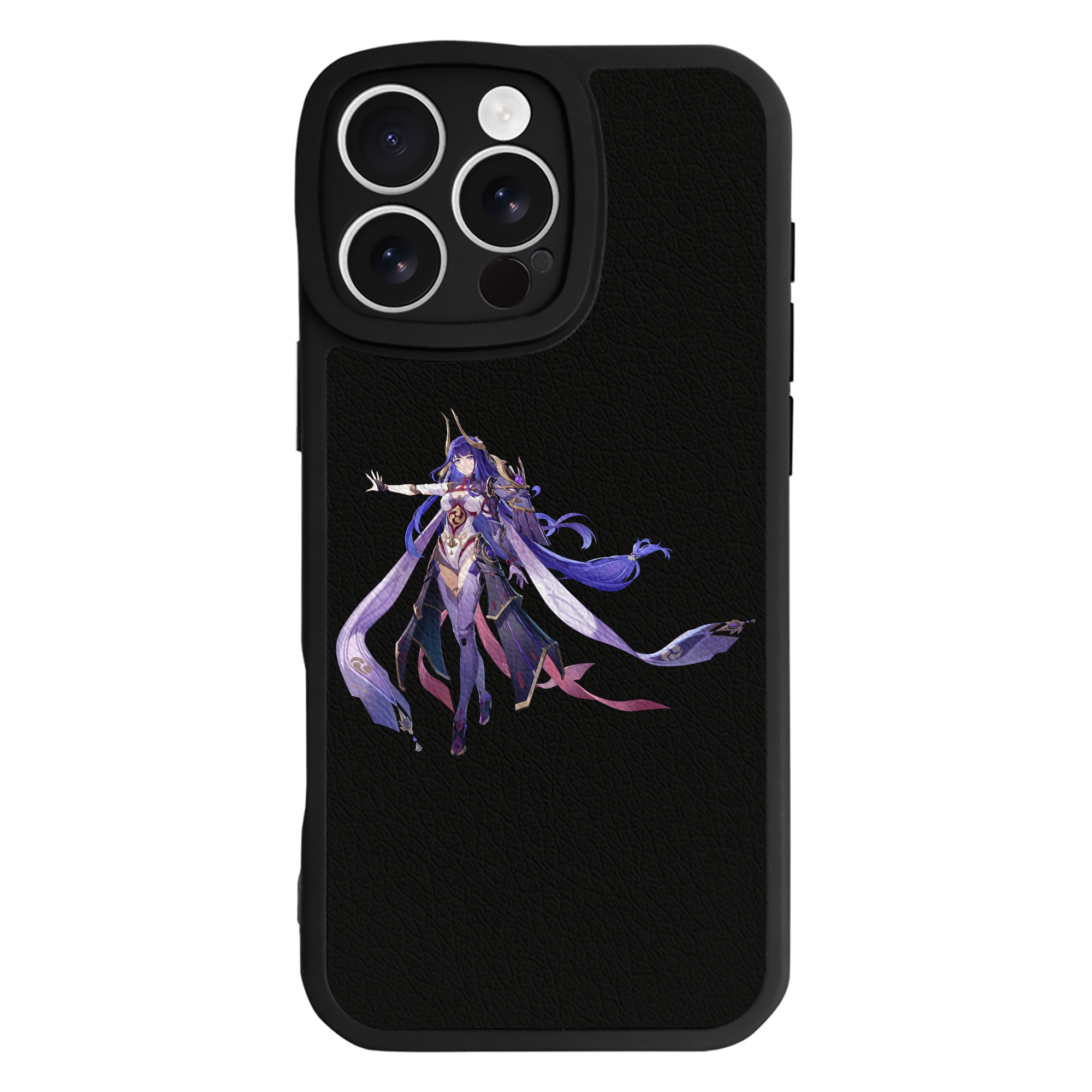 げんし神 雷電将軍 らいでんしょうぐん genshin Raiden Shogun 【iPhone 16シリーズ対応】シリコンスマホケース（レザー調） 材質：シリコン